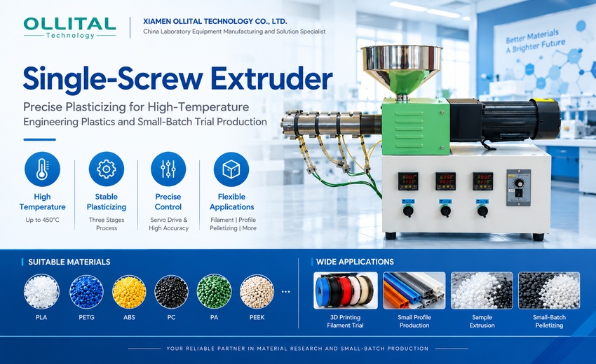 Laboratory Single-Screw Extruder: Precise Plasticizing for High-Temperature Engineering Plastics and Small-Batch Trial Production